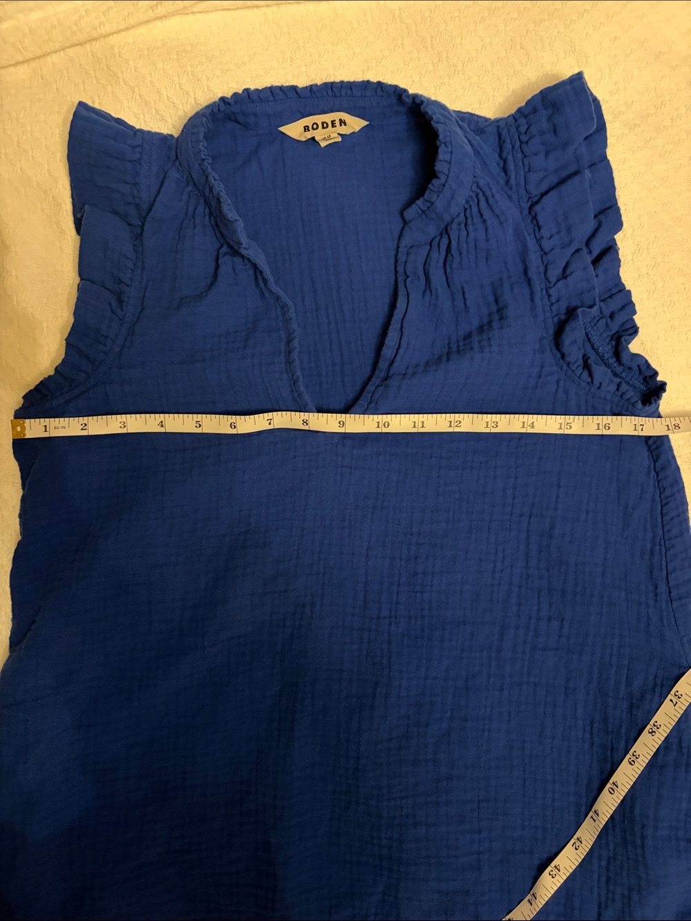 Boden Royal Blue Ruffled Sleeve V-Neck Sundress, Size 2R - Picture 8 of 9